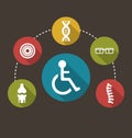 Flat Colorful Icons Disabled with Limited Opportunities and Birth Defects Royalty Free Stock Photo