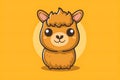 Flat colorful logo of a cute alpaca in cartoon style