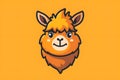 Flat colorful logo of a cute alpaca in cartoon style