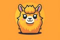 Flat colorful logo of a cute alpaca in cartoon style