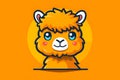 Flat colorful logo of a cute alpaca in cartoon style