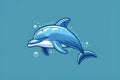 Flat colorful logo of a cute dolphin in cartoon style Royalty Free Stock Photo