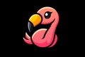 Flat colorful logo of a cute flamingo in cartoon style Royalty Free Stock Photo