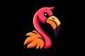 Flat colorful logo of a cute flamingo in cartoon style Royalty Free Stock Photo