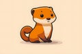 Flat colorful logo of a cute weasel in cartoon style