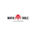 Flat Colorful MAFIA TABLE Hat Glasses Logo design