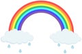 Flat colorful raibow with rain clouds Royalty Free Stock Photo