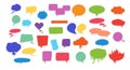Flat colorful speech and thinking bubbles in all kinds of shapes. Vector illustration set to put your own text
