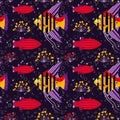 Flat Colorful Tropical Aquarium Fishes Seamless Pattern Royalty Free Stock Photo