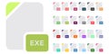 Flat colorful vector file format icons set isolated on white, document type flat icons. File format icons Royalty Free Stock Photo