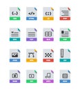 Flat colorful vector file format icons set on white