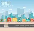 Flat colorful vector sity buildings set. Icons