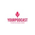 Flat colorful YOUR PODCAST microphone Logo design