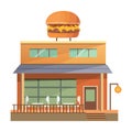 Flat Commercial Restaurant Building Illustration - Burger House