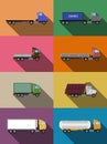 Flat commercial vehicles set Royalty Free Stock Photo