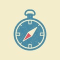 Flat Compass icon in retro style. Vector symbol for website design, mobile application, ui.