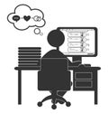 Flat computer icon with dating site isolated on white Royalty Free Stock Photo