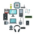Computer icons set, flat style Royalty Free Stock Photo