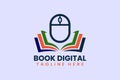 Flat computer mouse book logo template vector design illustration Royalty Free Stock Photo