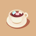 Flat concept cartoon vector illustration. marshmallow vector. wallpaper. coffee cup. marshmallow in the coffee cup illustration