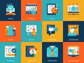 Flat conceptual business and development icons concepts set for website and mobile site and apps. Royalty Free Stock Photo