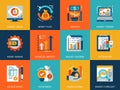 Flat conceptual global market economics icons concepts set for website and mobile site and apps