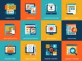Flat conceptual web development icons concepts set for website and mobile site and apps. Royalty Free Stock Photo