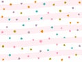 Flat confetti scattered on background with curved stripes.