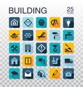 Flat construction icons. Web icons - building, construction and home repair tools. Construction tools icons set.