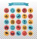 Flat construction icons. Web icons set - building, construction and home repair tools. Icons for construction company