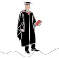 Flat continuous line art male graduate concept