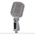 Flat continuous line art retro microphone concept