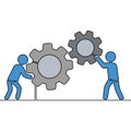 Flat continuous line teamwork workforce concept