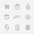 Flat contour shop icon set Royalty Free Stock Photo