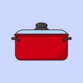 Flat Cooking Chef Steel Pot Illustration Vector Icon Kitchen appliance Cooking meal pot Vector