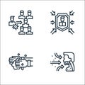 Flat coronavirus line icons. linear set. quality vector line set such as respiratory, hand washing, protection