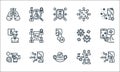Flat coronavirus line icons. linear set. quality vector line set such as respiratory, mask, disinfect, transmission, respiratory,