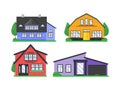 Flat cottage houses set Royalty Free Stock Photo