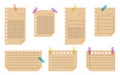 Flat craft paper sheet empty lined note set vector