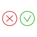 Flat cross check mark circle for web design. App icon. Vector illustration.
