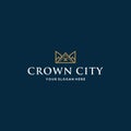 flat CROWN CITY building house roof logo design