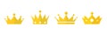 Flat crown icon. Crown design, golden royal crown isolated on white background