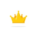 Flat crown king vector icon. Queen princess design crown gold royal corona