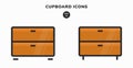 Flat cupboard icon template vector. flat drawers icon template