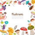 Flat Cute Forest Mushrooms Template