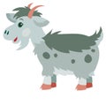 flat, cute gray goat with dark spots, isolated object on white background, vector illustration