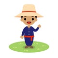 Flat cute Thai farmer cartoon character.