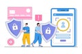 Flat cyber data security online, internet security, information privacy and protection concept Royalty Free Stock Photo