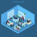 Flat 3d business isometric office interior