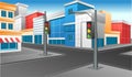 Isometric illustration perspective crossroad traffic light modern city